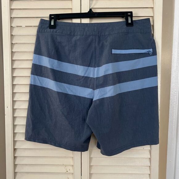Navy Blue Swim Shorts with Light Blue Stripes - Picture 7 of 8